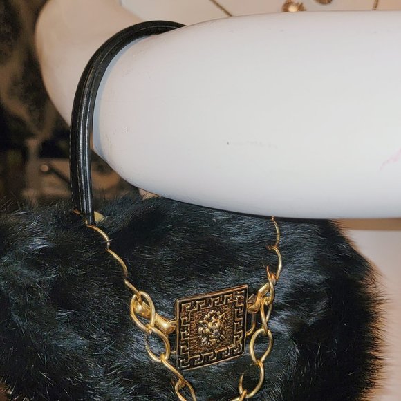 One of a kind Real Fur and Leather Top Handle bag with Paulith vintage Hardware - Picture 8 of 10